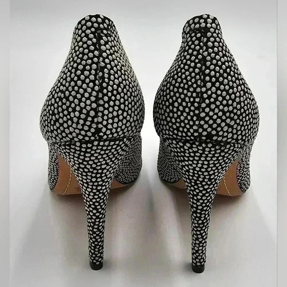 Alice + Olivia Womens Size 7 Black Devon Leather Heel with White Dots - Picture 10 of 10
